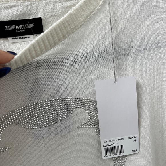 Nwt! ZADIG & VOLTAIRE GABY SKULL LONG SLEEVE TOP - Picture 3 of 6